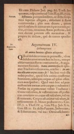 Argumentum IV. desumptum Ab anima hominis essentia adaequata.