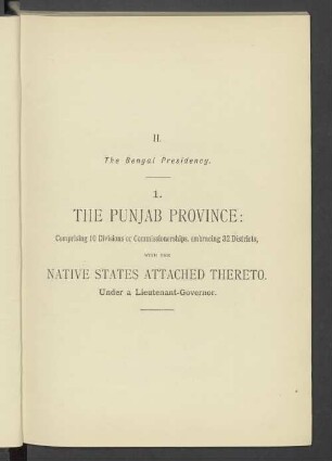 II. The Bengal Presidency