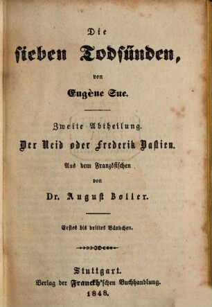 Die sieben Todsünden, 2,1/3. Der Neid oder Frederik Bastien
