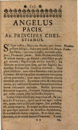 Angelus pacis : Ad principes christianos