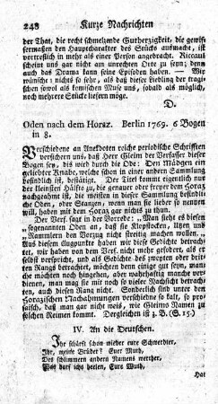 Oden nach dem Horaz.
