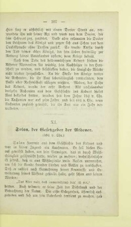 XI. Solon, der Gesetzgeber der Athener