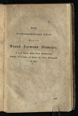 Seinem verehrungswuerdigen Lehrer ...