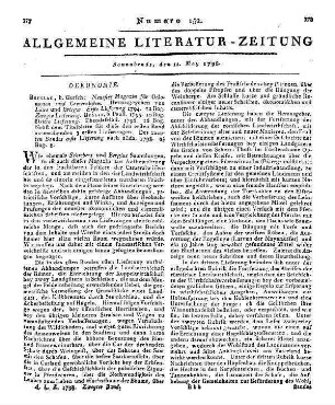 Neuestes Magazin für Oekonomen und Cameralisten. Bd. 1, Lfg. 1-3. Bd. 2, Lfg. 1. Hrsg. v. Löwe und Brieger. Berlin: Pauli, 1794-98 Anfangs ersch.: Breslau: Gutsch