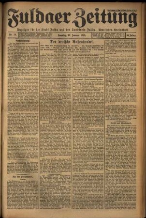 Erste Ausgabe vom Sonntag, den 27. Januar 1929.