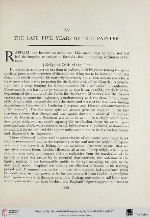 XV. The last five years of the painter