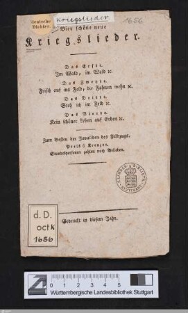 Vier schöne neue Kriegslieder ... : gedruckt in diesem Jahr