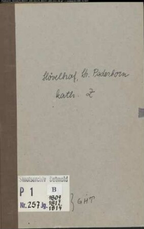 Zivilstandsregister der katholischen Gemeinde Hövelhof, Kreis Paderborn (GHT 1809, 1812, 1814) (Gemeinde: Katholische Gemeinde Hövelhof)