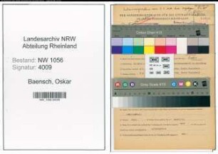 Entnazifizierung Oskar Baensch , geb. 26.02.1899 (Polizist)