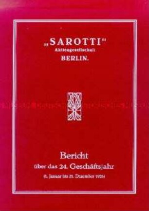 Geschäftsbericht für das Jahr 1926 - Sachkonvolut