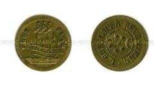 Nürnberger Rechenpfennig von Ludwig Christian Lauer mit Schiff (deutsch/lateinisch)