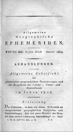 Erstes Stück Januar 1809