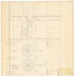 Hochschulbibliothek, Karlsruhe Neubau: Wendeltreppen EG und 1.OG, 1:20