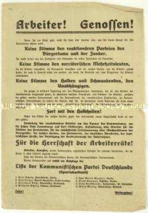 Aufruf der KPD zur Reichstagswahl 1920