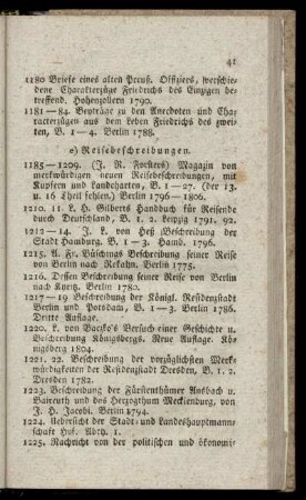 e) Reisebeschreibungen