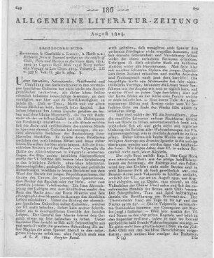 Hall, B.: Extracts from a journal, written on the coasts of Chili, Peru, and Mexico, in the years 1820, 1821, 1822. Vol. 1-2. Edinburgh: Constable; London: Hurst: 1824