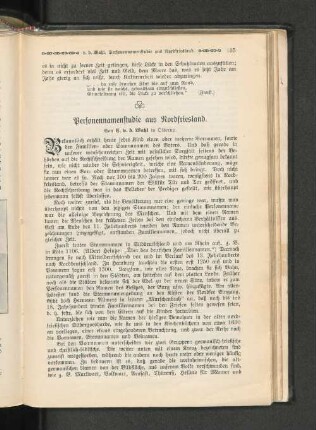 Personennamenstudie aus Nordfriesland.