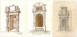 Littmann, Max; Archiv Littmann, Mappe 9, Gitter, Türen, Fenster (Schlosserarbeiten) - Türen vom Spital in Rothenburg (Perspektiveen)