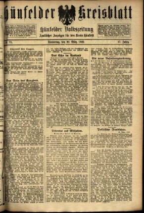 Ausgabe vom Donnerstag, den 30. März 1922.