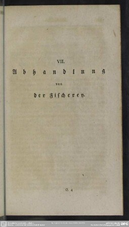 VII. Abhandlung von der Fischerey