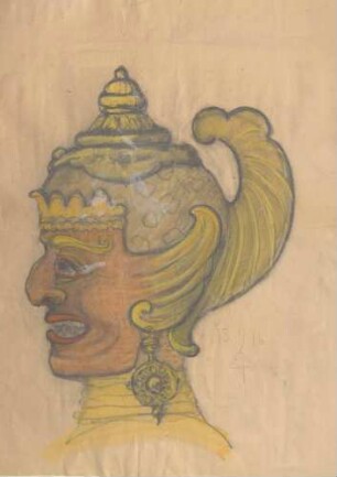 Entwurf einer Maske "Die Afrikanerin" gezeichnet von Bernhard Pankok?