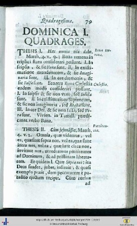 Dominica Quadragesimae I - IV.