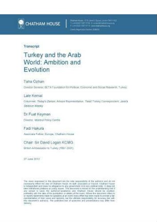 Turkey and the Arab world : ambition and evolution