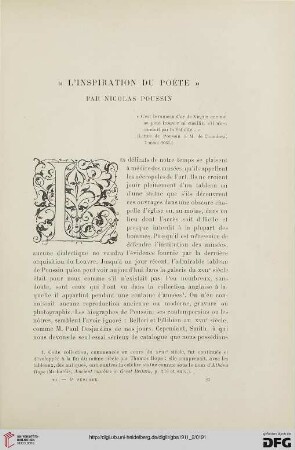 4. Pér. 6.1911: "L' Inspiration du Poète" par Nicolas Poussin