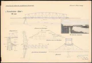 Bahn für schnellfahrende Personenzüge Schinkelwettbewerb 1910: Havelbrücke Ansicht Schnitte 1:200