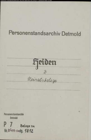 Belegakte zum Heiratsregister 1812 der Mairie Heiden