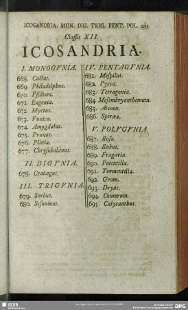 Classis XII. Icosandria