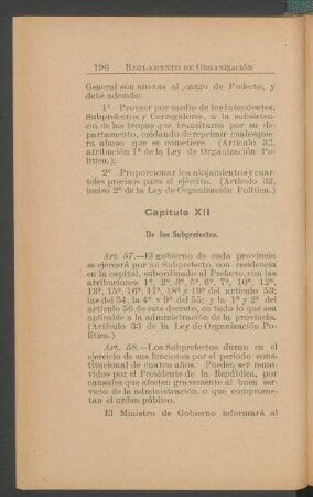 Capítulo XII - De los Subprefectos.
