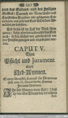 Caput V. Von Pflicht und Jurament einer Heb-Ammen