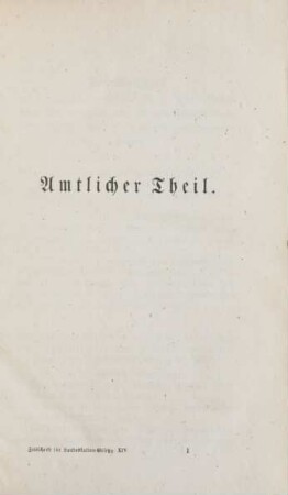 Amtlicher Theil. Nichtamtlicher Theil