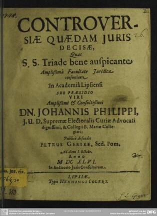 Controversiae quaedam juris decisae