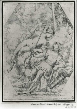 Diana und Endymion : Diana und Endymion. Radierung; 262 x 190 mm (vor 1705; G. Diamantini). Dresden: Kupferstich-Kabinett H 108491 in Klebeband A 1008, Seite 11