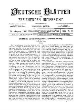 Rückblicke auf die Stuttgarter Lehrerversammlung : (Schluss)