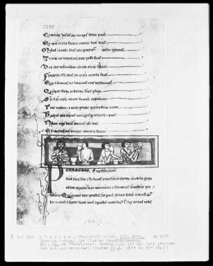 Carmina Burana — Darstellung der den Wein preisenden und genießenden Trinker, Folio 89recto