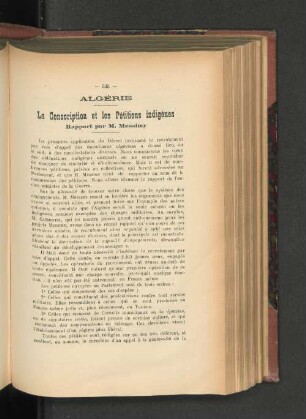 Algérie. La Conscription et les Pétitions indigènes.