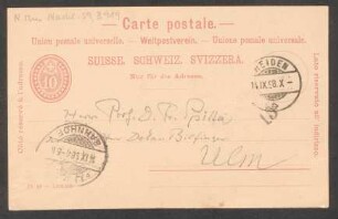 Postkarte an Friedrich Spitta : 14.09.1898