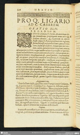 Pro Q. Ligario Ad C. Caesarem. Oratio XLII.