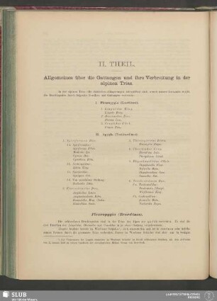 II. Theil. Allgemeines über die Gattungen und ihre Verbreitung in der alpinen Trias