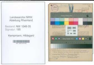 Entnazifizierung Hildegard Kempmann , geb. 07.08.1914 (Serviererin)