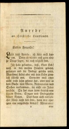 Anrede an christiliche Landleute.