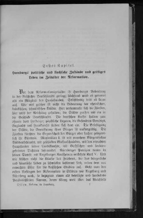 Erstes Kapitel. Hamburgs politische und kirchliche Zustände und geistiges Leben im Zeitalter der Reformation.