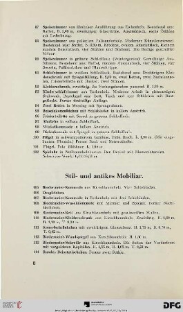Stil- und antikes Mobiliar (Nr. 105-199)
