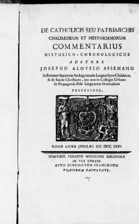 De catholicis seu patriarchis Chaldaeorum et Nestorianorum commentarius historico-chronologicus