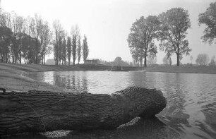 Rheinstrandbad Rappenwört im Herbst.