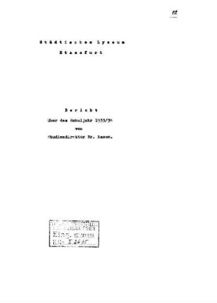1933/34: Bericht über das Schuljahr ... - 1933/34