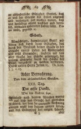 Achte Betrachtung. Von dem absonderlichen Gerichte.